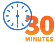 Icon of a clock with 30 minutes beside it