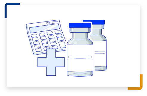 Step 2 illustration of a calculator and 2 RYTELO vials.