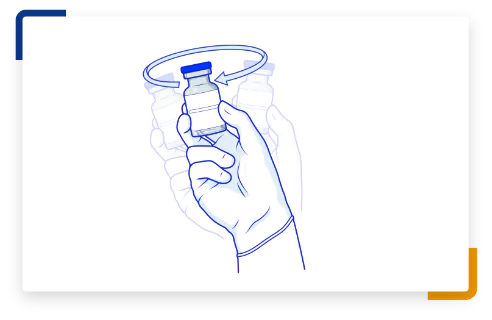 Step 5 illustration of a vial being swirled.