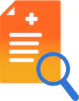 Paper with a magnifying glass icon